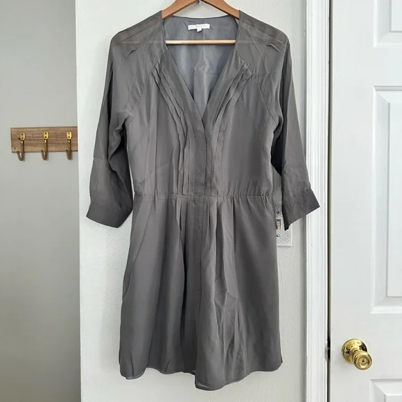 knee length dresses for ladies Black and Grey Bow Neck Chiffon Midi Dress – She Goes Wear main image 1